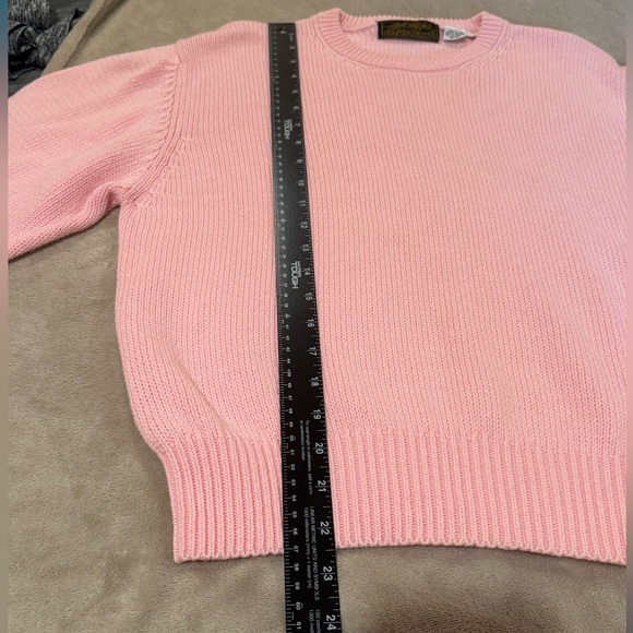 Eddie Bauer Pink Cotton Crewneck sweater full slight bishop sleeves size large - Picture 7 of 10
